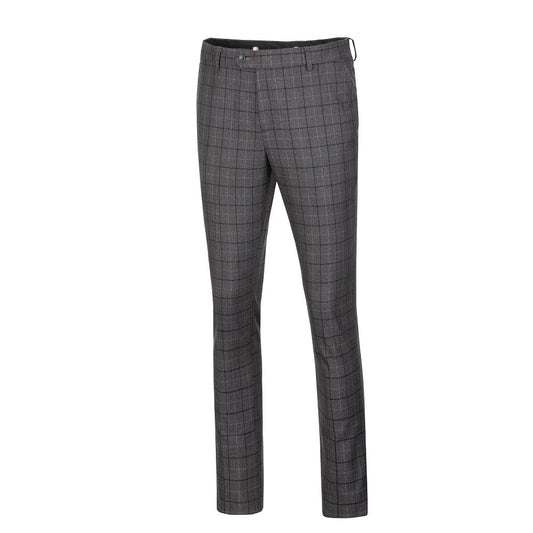 Grey Plaid Men's Pants for Party, Wedding and Business