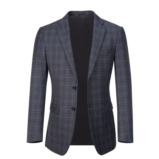 Dark Grey Plaid Men's Blazer for Party, Wedding and Business