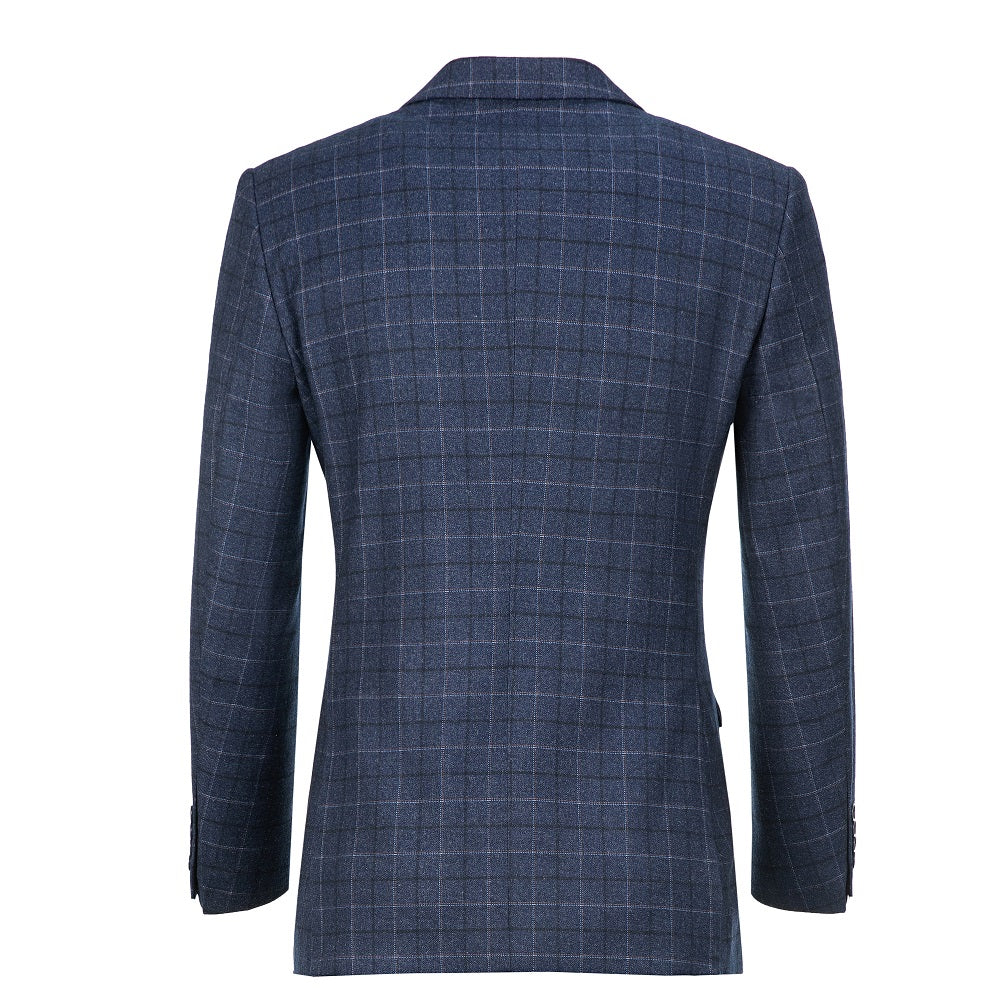 Navy Plaid Men's Blazer for Party, Wedding and Business