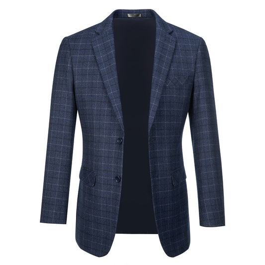 Navy Plaid Men's Blazer for Party, Wedding and Business