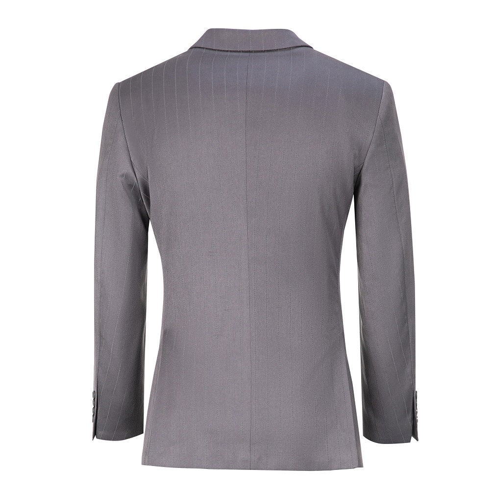 Grey Stripe Men's Double Breasted Blazer for Party, Wedding and Business