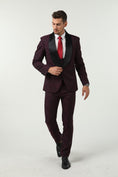 Load image into Gallery viewer, Purple Navy Unique Patterned Party 3 Piece Men Suits
