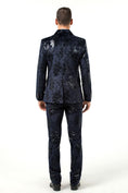 Charger l'image dans la visionneuse de la galerie, Black Navy Velvet 3 Piece Men's Formal Suits
