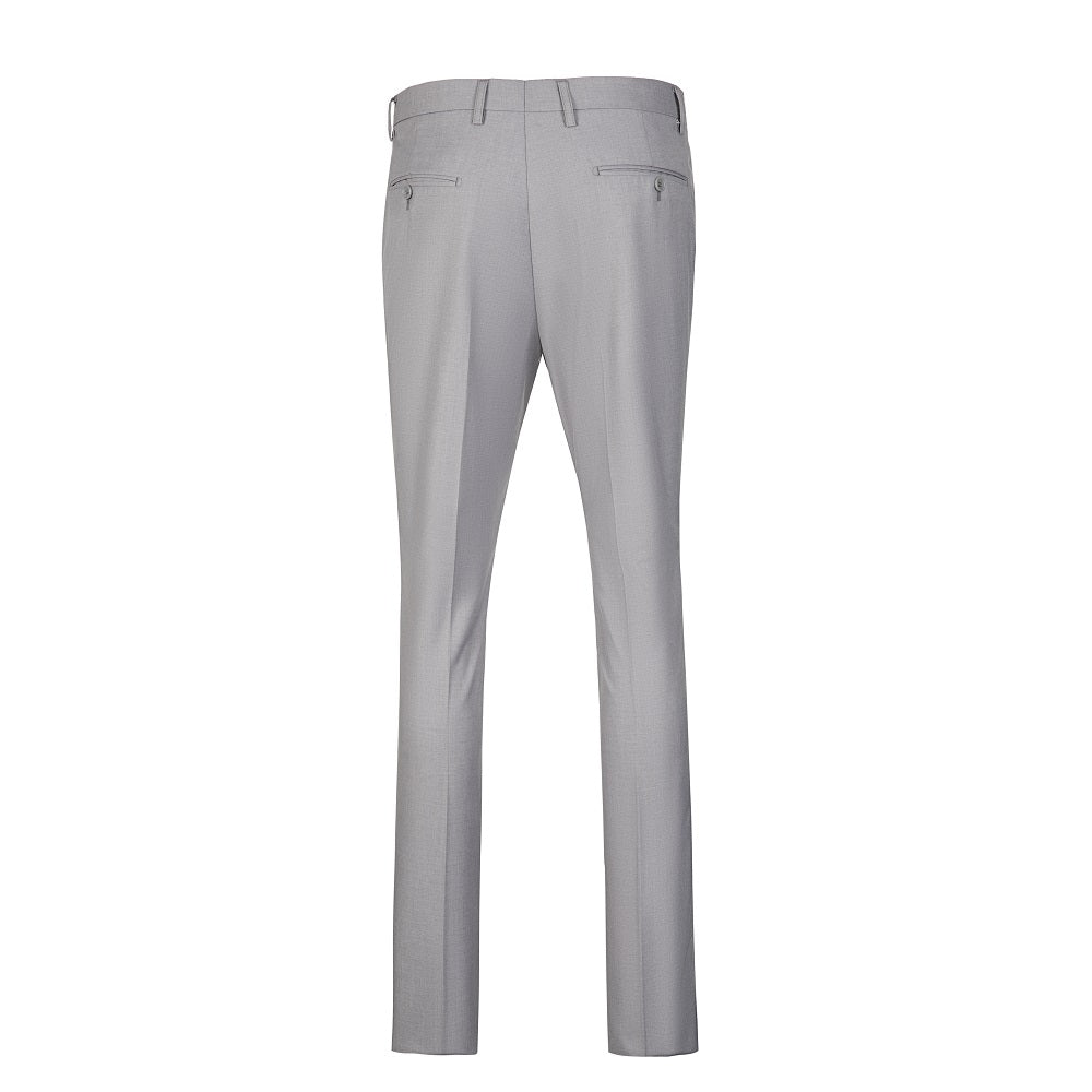 Light grey men's formal pants - back view with buttoned pockets for party/wedding/business