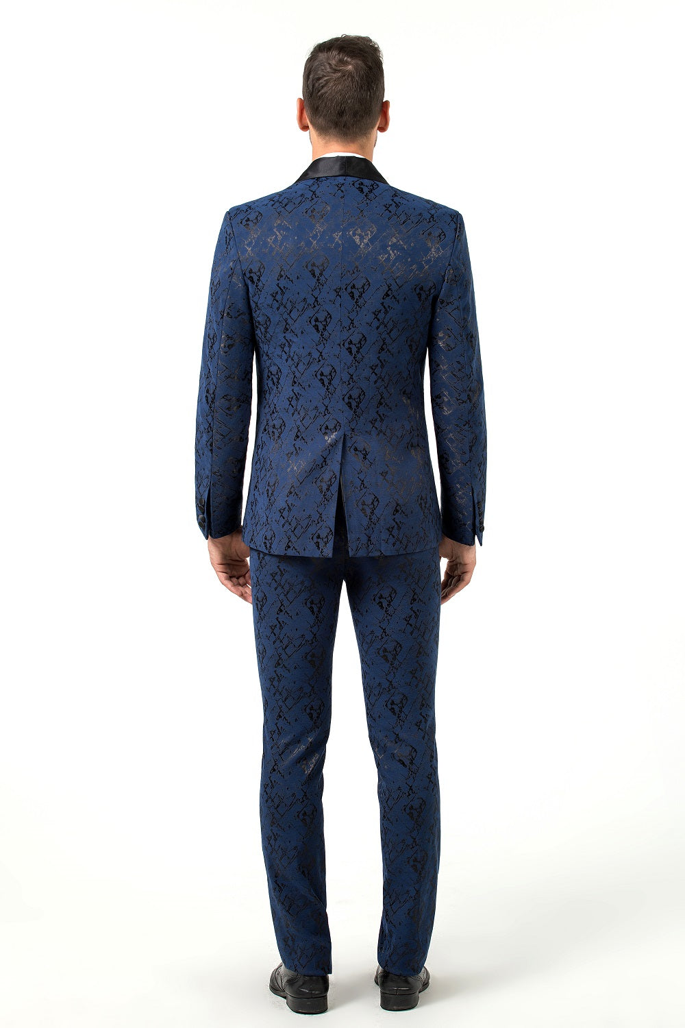 Purple Navy Unique Patterned Party 3 Piece Men Suits