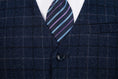 Load image into Gallery viewer, Navy Plaid Men's 3 Piece Suits
