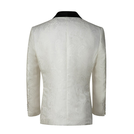 White Unique Patterned Men's Blazer for Party, Wedding and Business