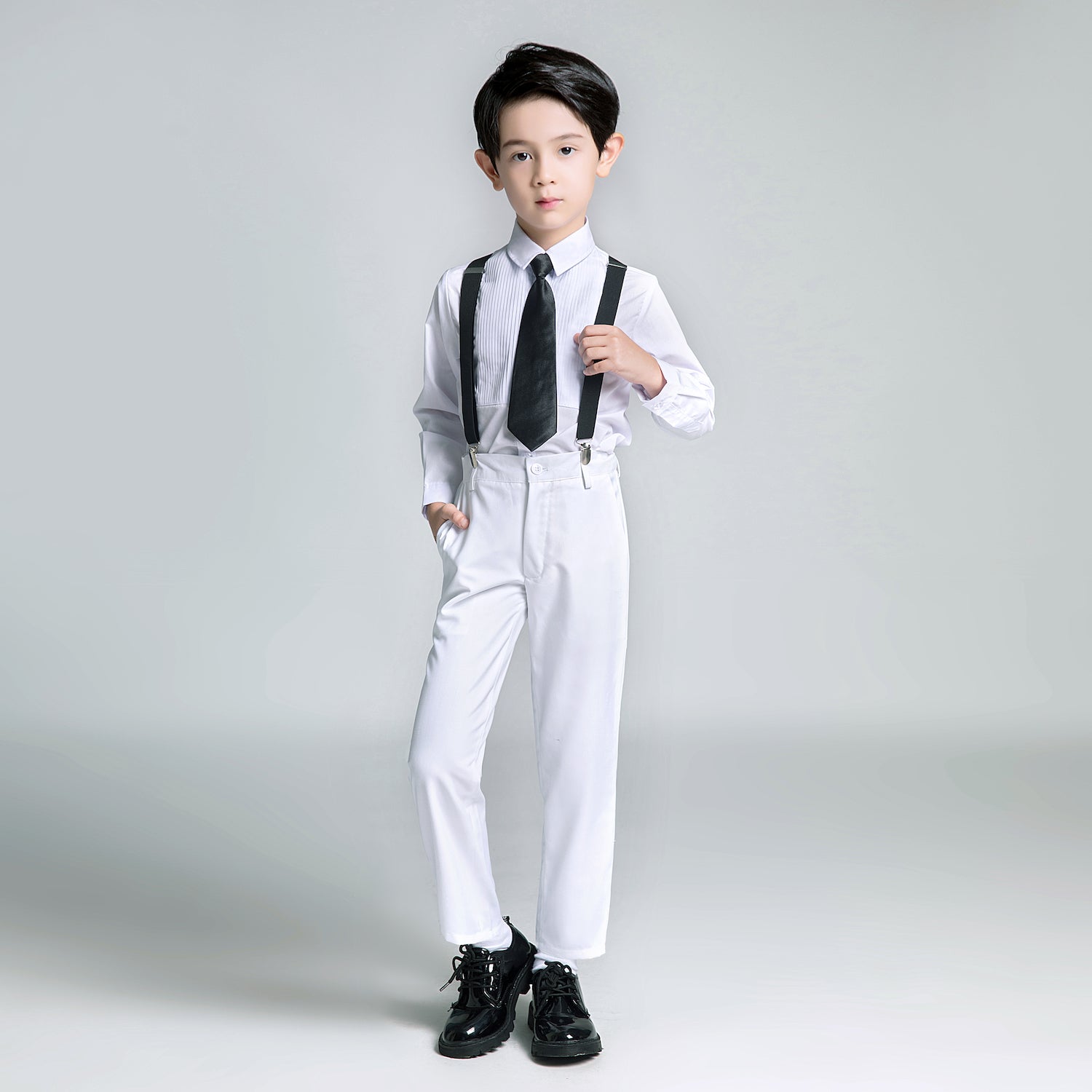 White Tuxedo 5 Piece Boys Suits