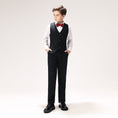 Load image into Gallery viewer, Black Woolen Elegant 5 Piece Boys Suits
