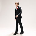 Load image into Gallery viewer, Black Woolen Elegant 5 Piece Boys Suits
