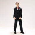 Load image into Gallery viewer, Black Woolen Elegant 5 Piece Boys Suits
