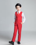 Cargar la imagen en la vista de la galería, Red Classic Suits Set 5 Piece Boys Suits
