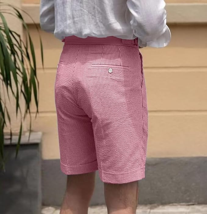 Summer Lightweight Seersucker Suit Shorts Mens Set 2