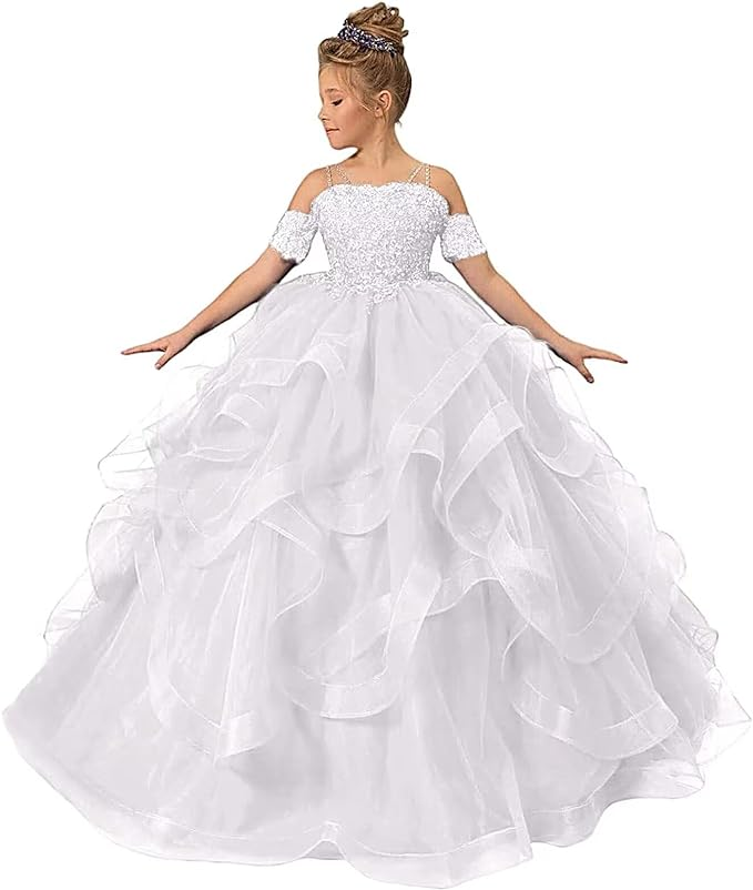 Tulle Flower Girl Dresses for Wedding Lace Applique Princess