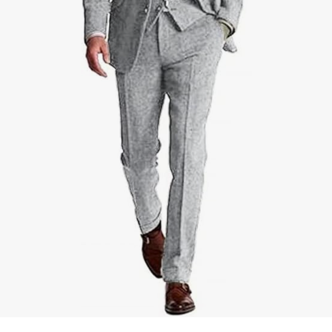 Retro Slim Fit Groom Tuxedos Herringbone Men's Pants