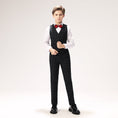 Cargar la imagen en la vista de la galería, Black Plaid Elegant 5 Piece Boys Suits
