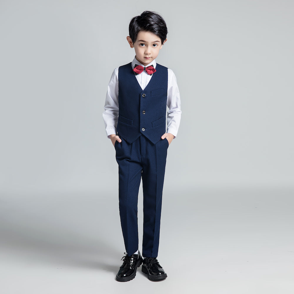 Unique Design Slim Fit Modern 5 Piece Boys Suits