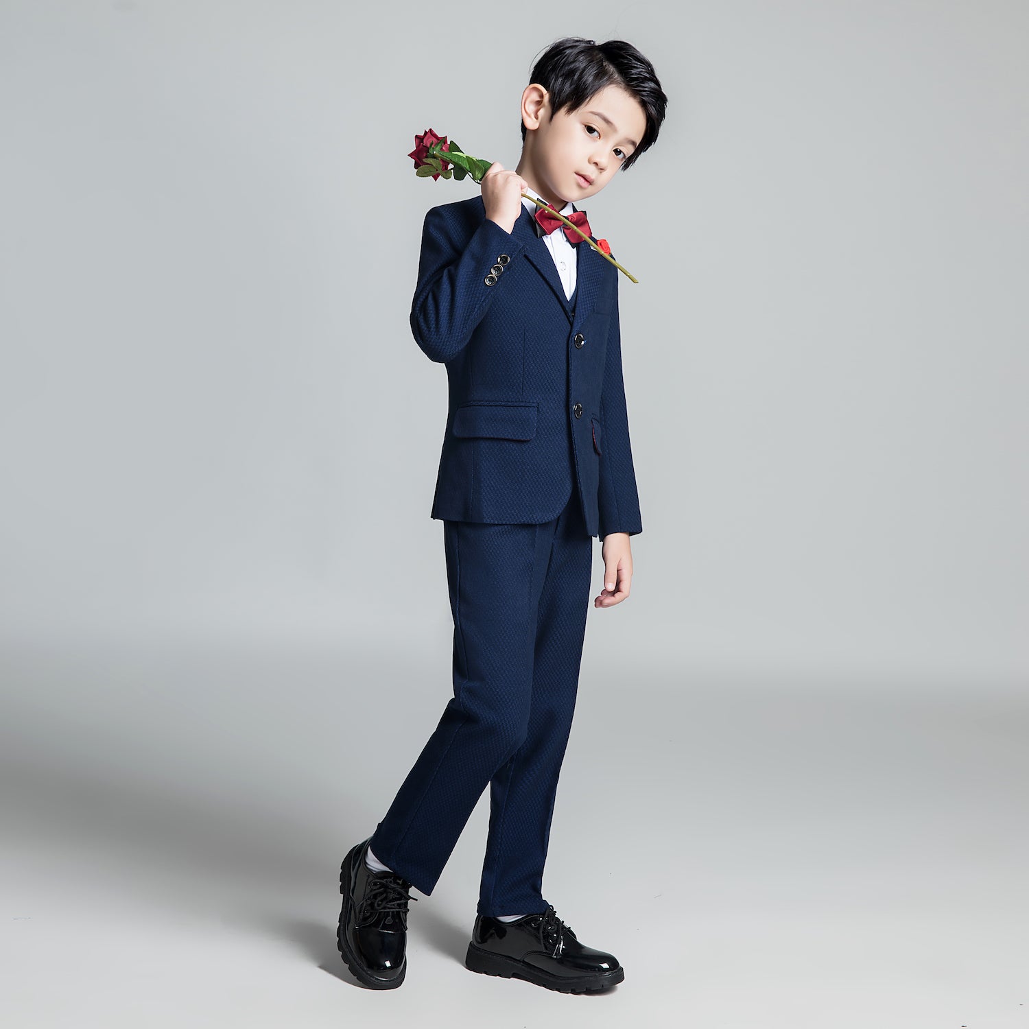 Unique Design Slim Fit Modern 5 Piece Boys Suits