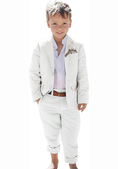 Cargar la imagen en la vista de la galería, Linen Boys Summer Slim Fit 2 Pieces Linen Suit Jacket Pant
