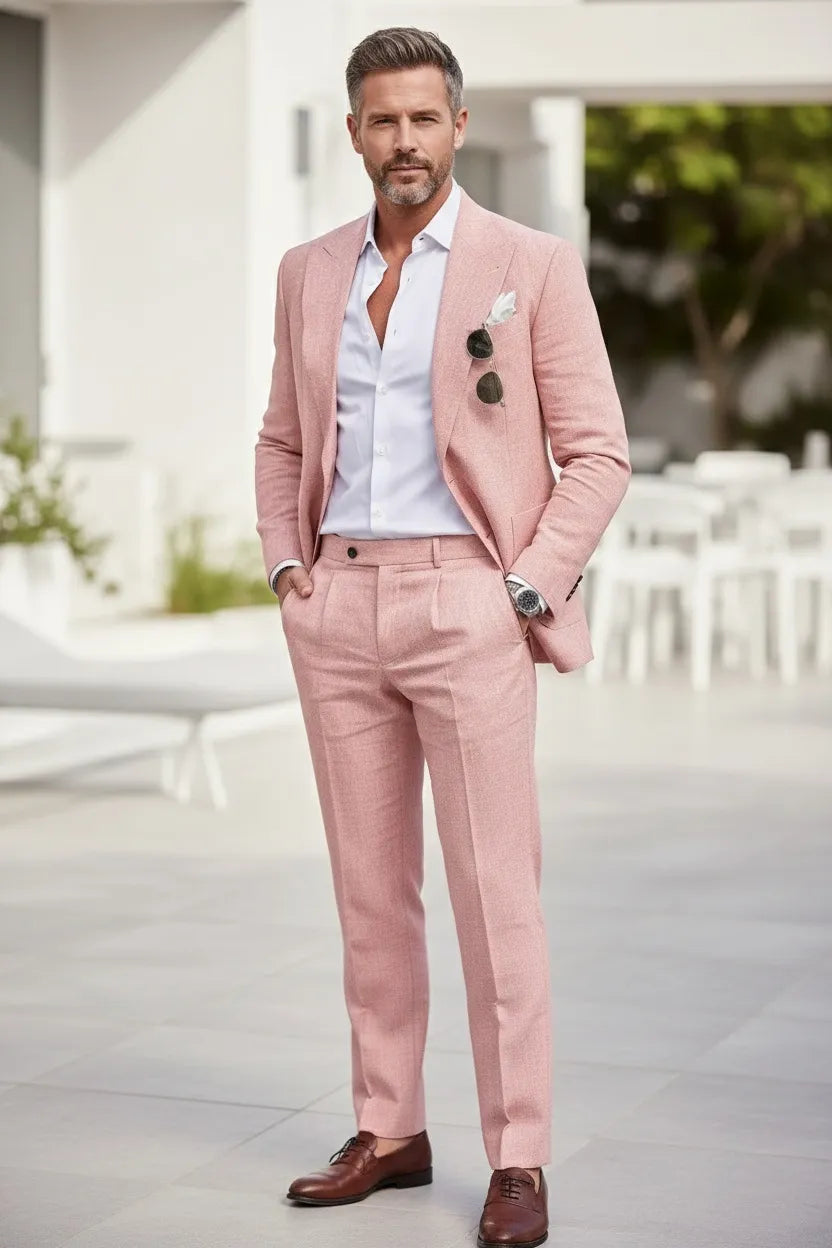 Men's Italian‑Cut Linen 2 Piece Suits