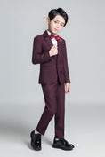 Charger l'image dans la visionneuse de la galerie, Purple Red Fashion 5 Piece Boys Suits
