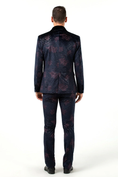 Bild in Galerie-Betrachter laden, Navy Velvet Unique Patterned Party 3 Piece Men Suits
