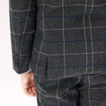 Load image into Gallery viewer, Dark Grey Plaid Elegant 5 Piece Boys Suits
