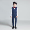 Load image into Gallery viewer, Navy Plaid Elegant 5 Piece Boys Suits
