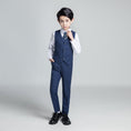 Load image into Gallery viewer, Navy Plaid Elegant 5 Piece Boys Suits
