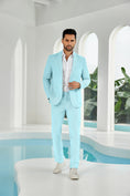 Charger l'image dans la visionneuse de la galerie, Seersucker Striped Blazer Pants 2 Piece Men's Summer Suit
