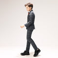 Bild in Galerie-Betrachter laden, Dark Grey Plaid Elegant 5 Piece Boys Suits
