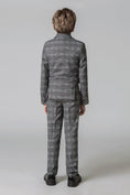 Load image into Gallery viewer, Grey Plaid Elegant Formal 5 Piece Boys Suits
