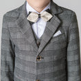 Cargar la imagen en la vista de la galería, Grey Plaid Elegant Formal 5 Piece Boys Suits
