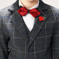 Bild in Galerie-Betrachter laden, Dark Grey Plaid Elegant 5 Piece Boys Suits
