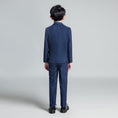 Load image into Gallery viewer, Navy Plaid Elegant 5 Piece Boys Suits
