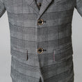 Cargar la imagen en la vista de la galería, Grey Plaid Elegant Formal 5 Piece Boys Suits
