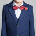 Load image into Gallery viewer, Navy Plaid Elegant 5 Piece Boys Suits
