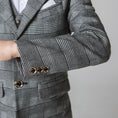 Cargar la imagen en la vista de la galería, Grey Plaid Elegant Formal 5 Piece Boys Suits
