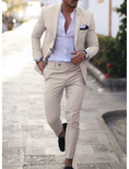 Bild in Galerie-Betrachter laden, Men's Linen Suits Summer Beach Wedding Suits 2 Piece Suits Tailored Fit 2024
