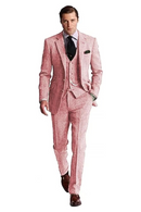 Retro Slim Fit Groom Tuxedos Herringbone 3 Piece Men's Suits