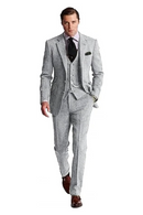 Retro Slim Fit Groom Tuxedos Herringbone 3 Piece Men's Suits