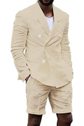 Cargar la imagen en la vista de la galería, Linen Casual Slim Fit Cotton Men Blazer & Shorts Suits
