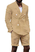 Charger l'image dans la visionneuse de la galerie, Linen Casual Slim Fit Cotton Men Blazer & Shorts Suits
