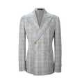 Bild in Galerie-Betrachter laden, Double Breasted Peak Lapel Plaid Men Blazer 2362
