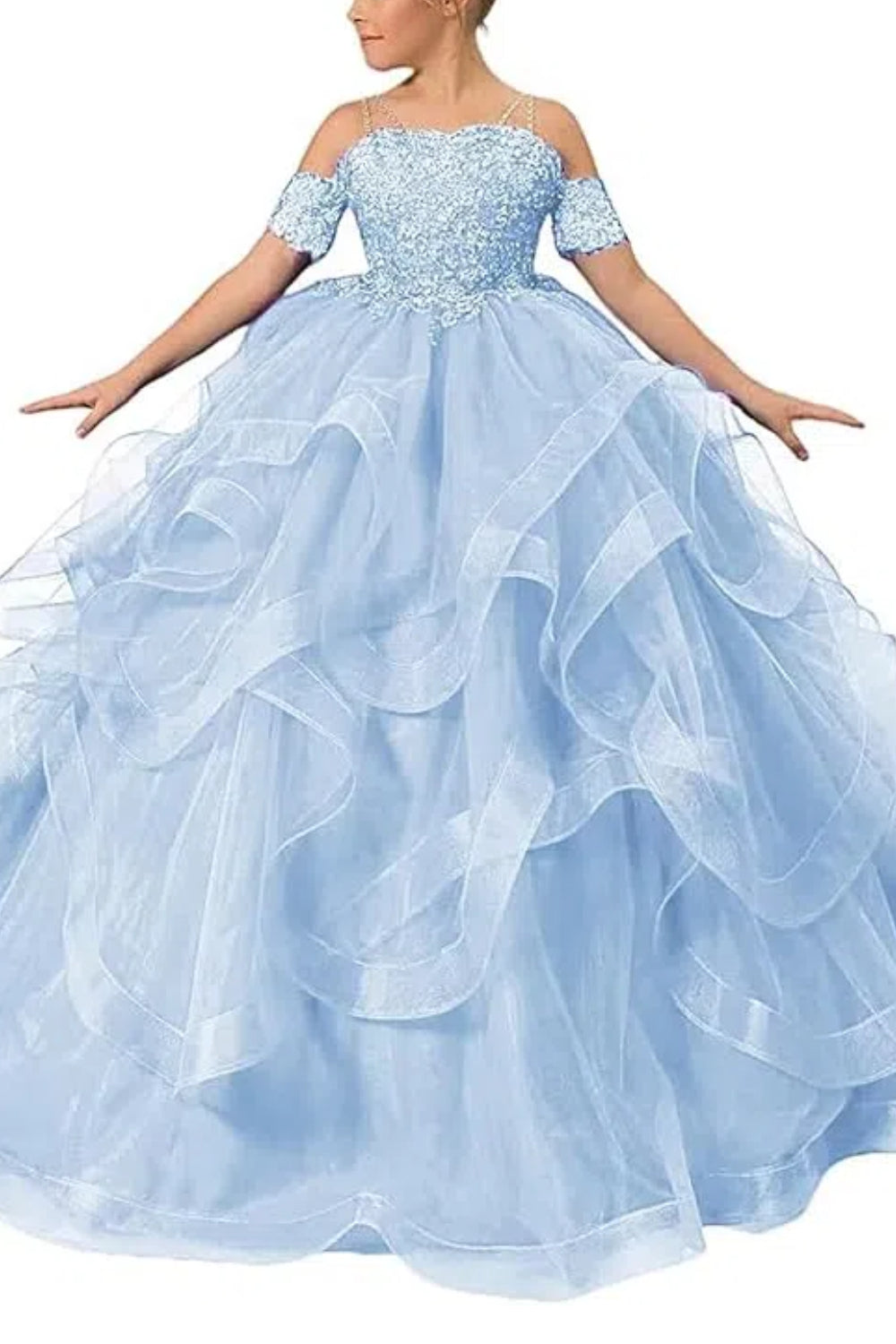 Tulle Flower Girl Dresses for Wedding Lace Applique Princess
