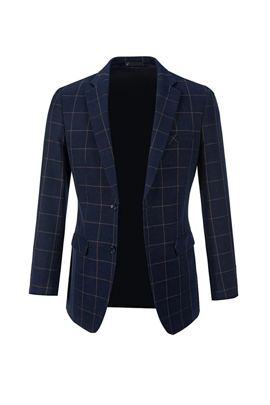 Men's Blue-and-Orange Plaid Blazer