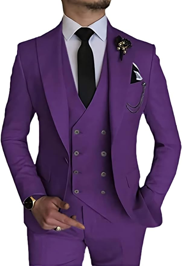 Double Breasted Suit One Button 3 Piece Men's Suit