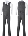 Load image into Gallery viewer, Retro Tweed Herringbone Slim Fit Notch Lapel Tuxedos Set Prom 3 Piece Men's Suit
