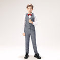 Bild in Galerie-Betrachter laden, Grey Plaid Elegant 5 Piece Boys Suits
