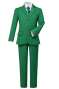 Load image into Gallery viewer, Green 3 Piece Kids Boys' Formal Fit Blazer Vest and Pants Dress Suits Set
